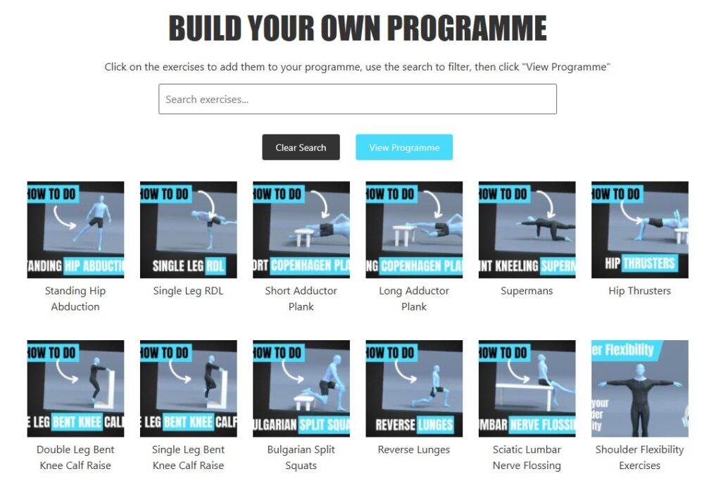 Rehab Programme Builder